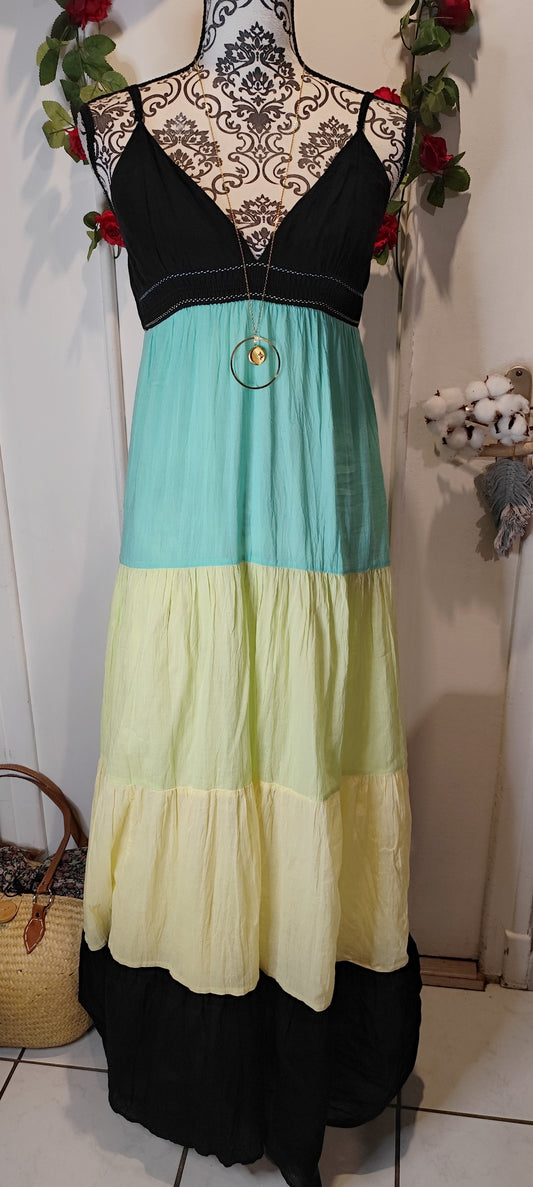 Robe longue tricolore