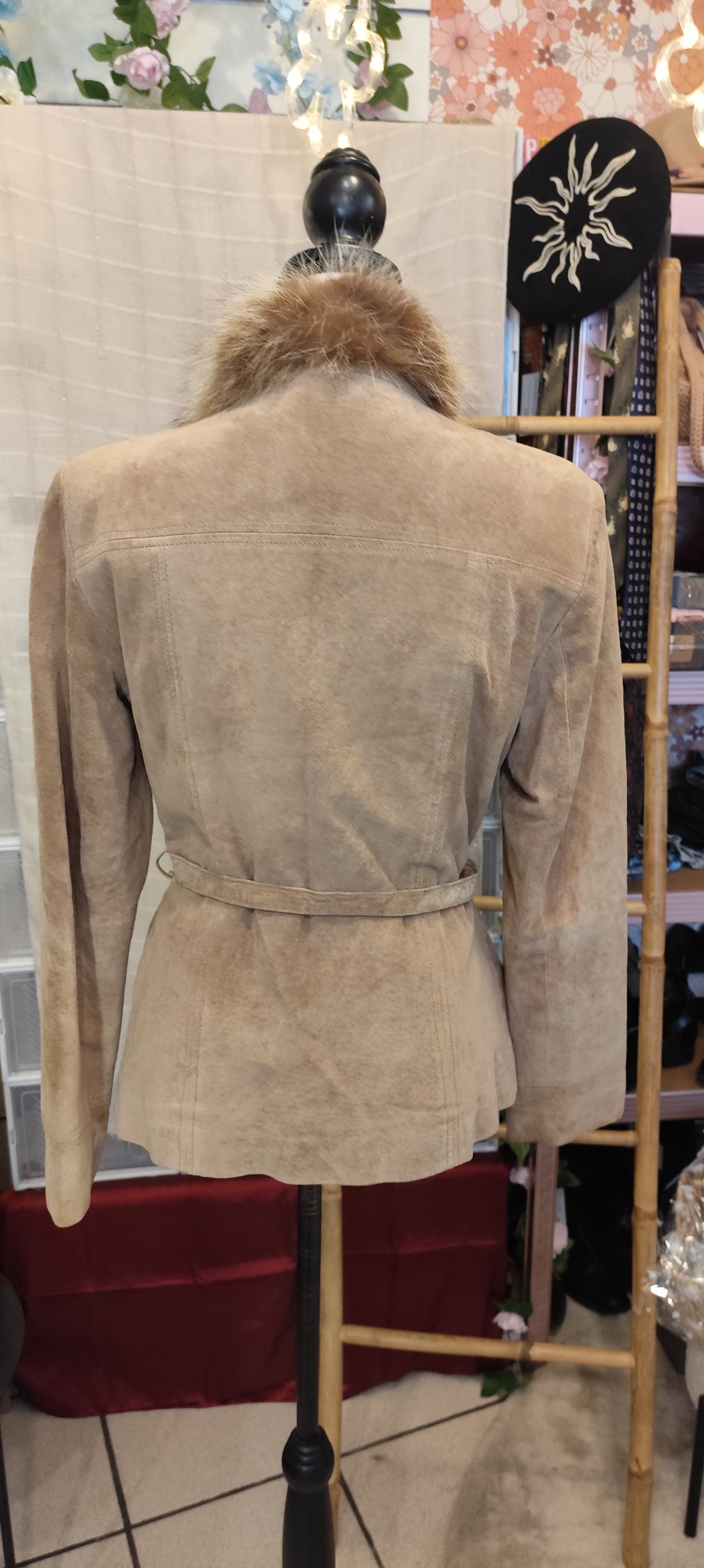 Veste cuir ceinturée/Naf Naf vintage