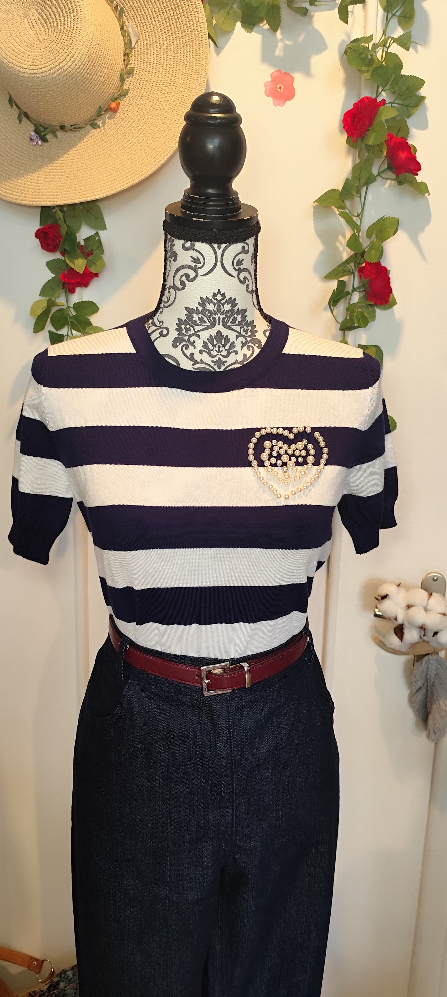 Top en maille marin