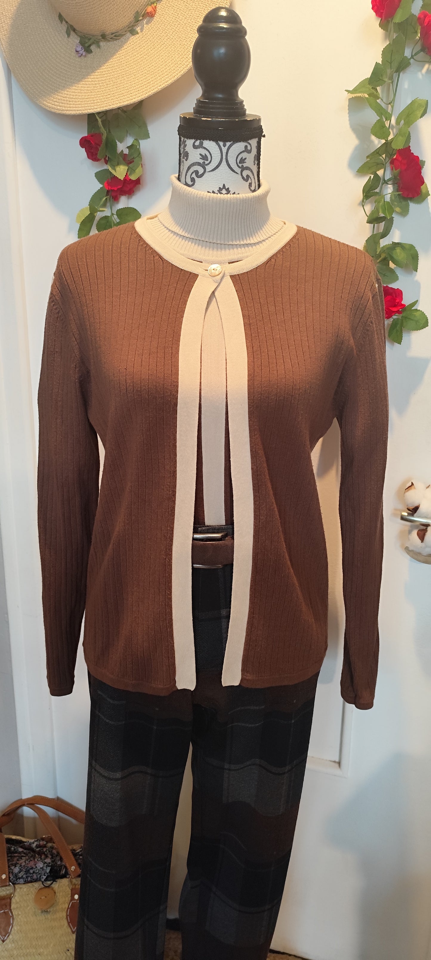Ensemble gilet+top en maille