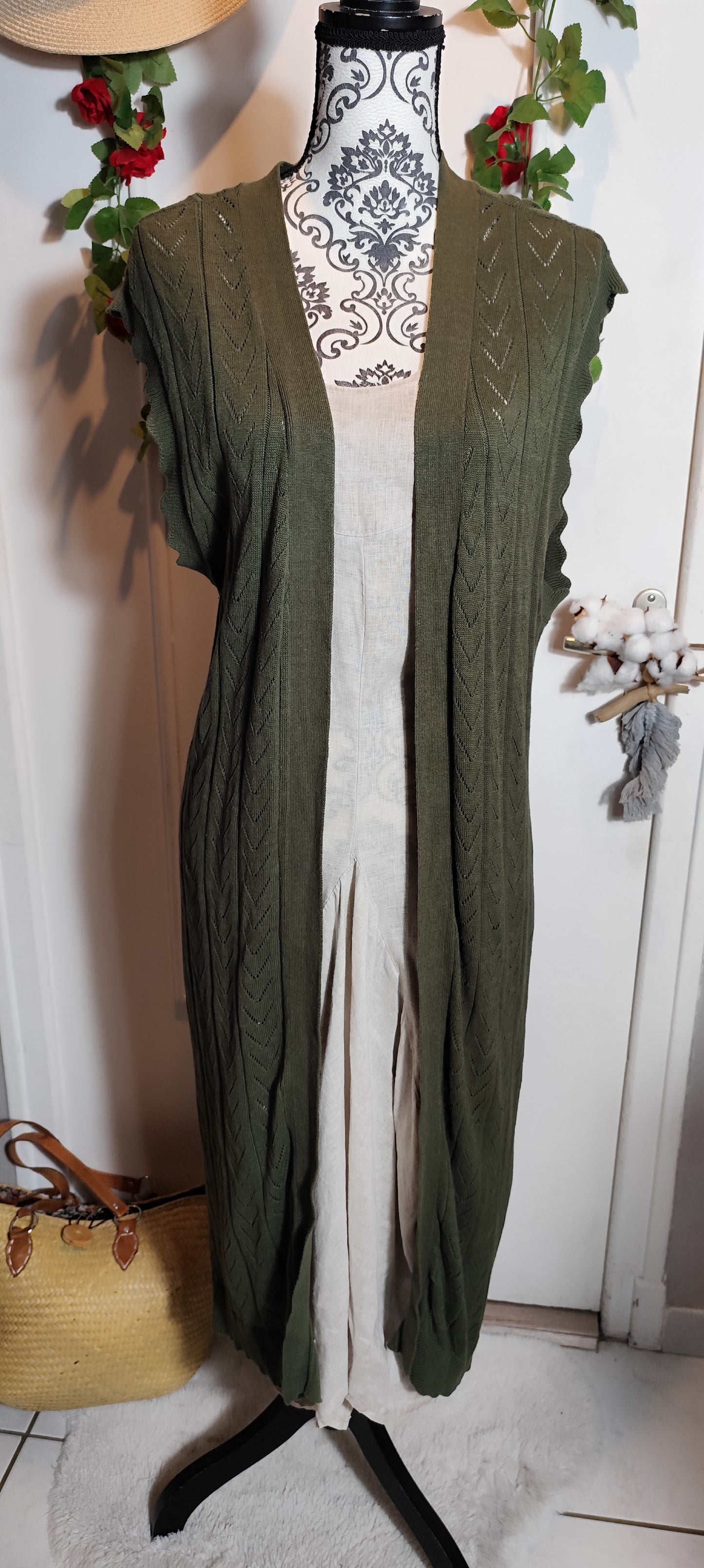 Gilet long sans manches
