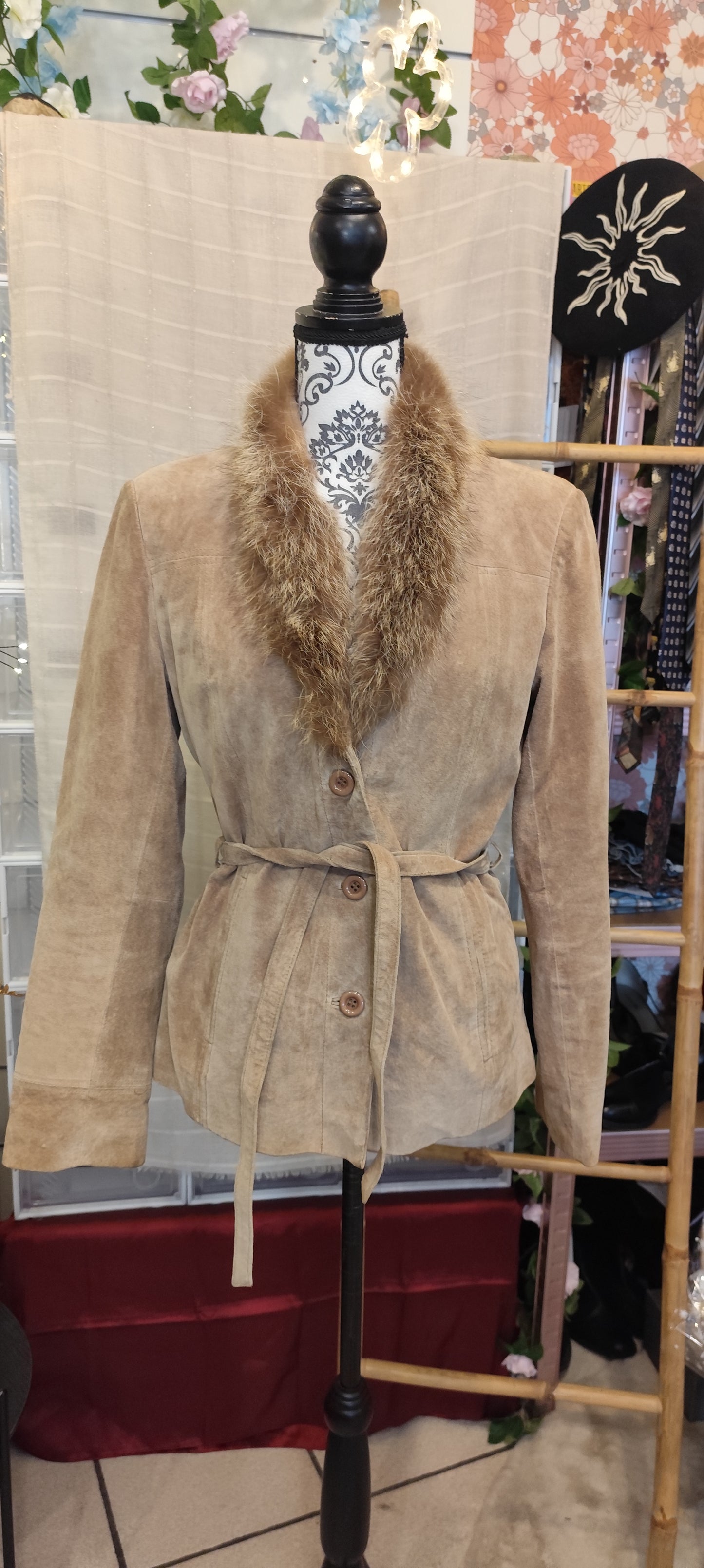 Veste cuir ceinturée/Naf Naf vintage