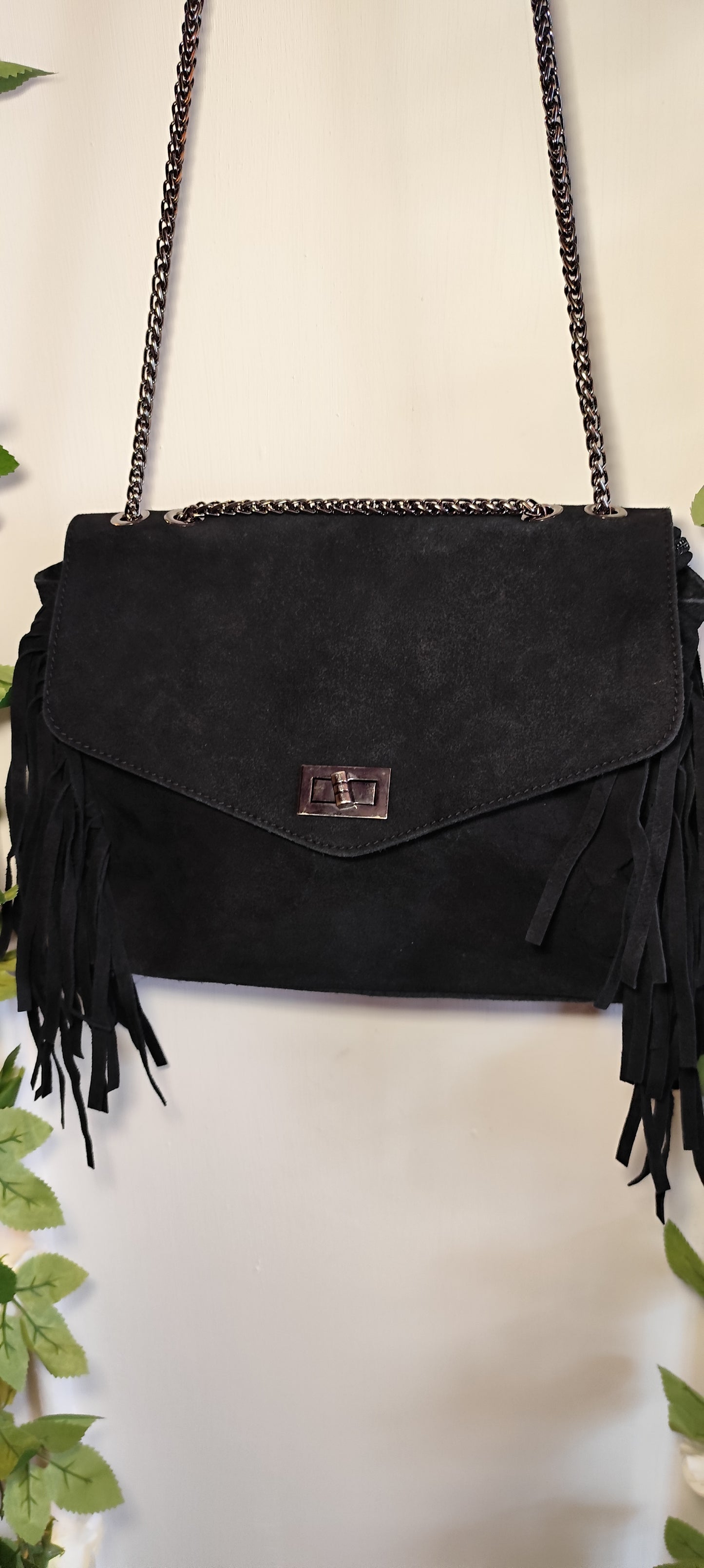 Sac à  frange en cuir