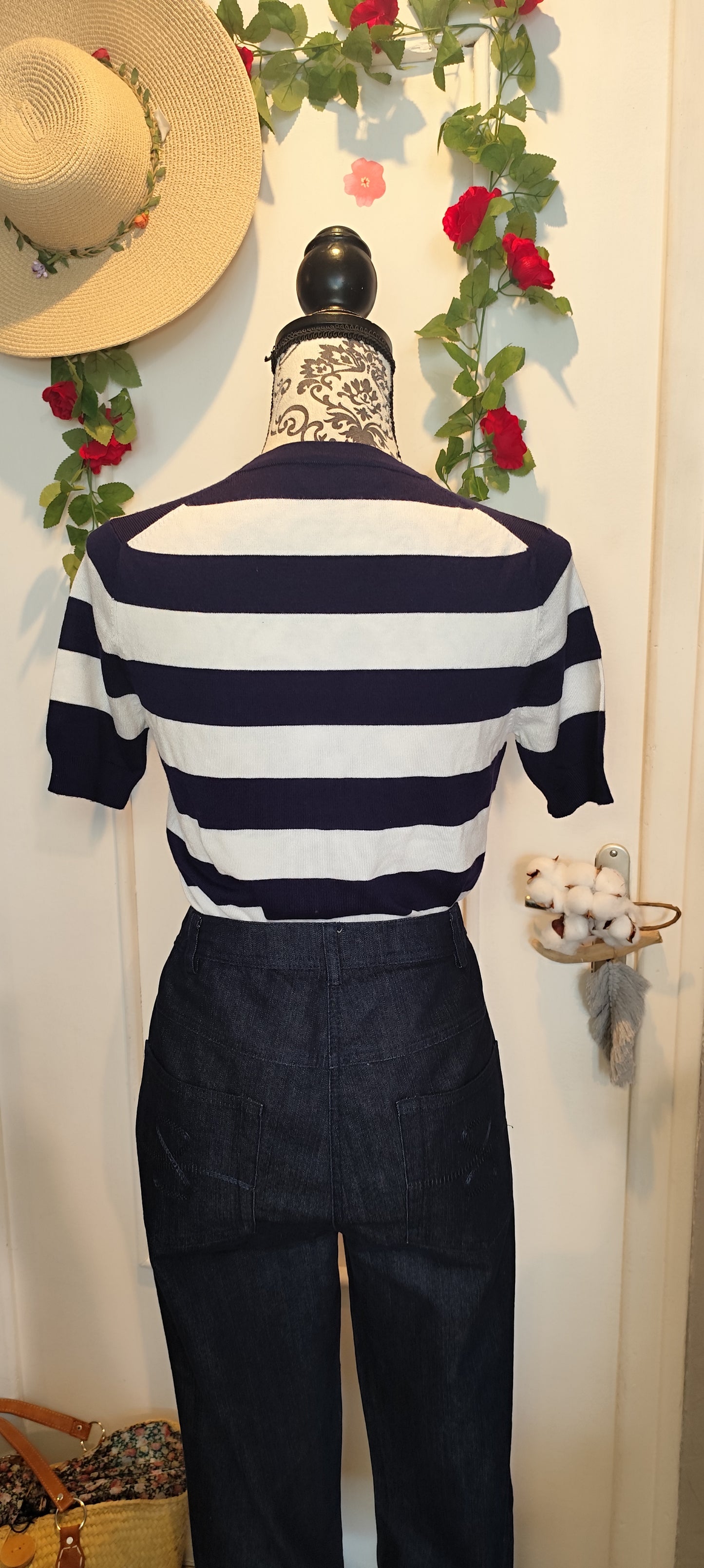 Top en maille marin