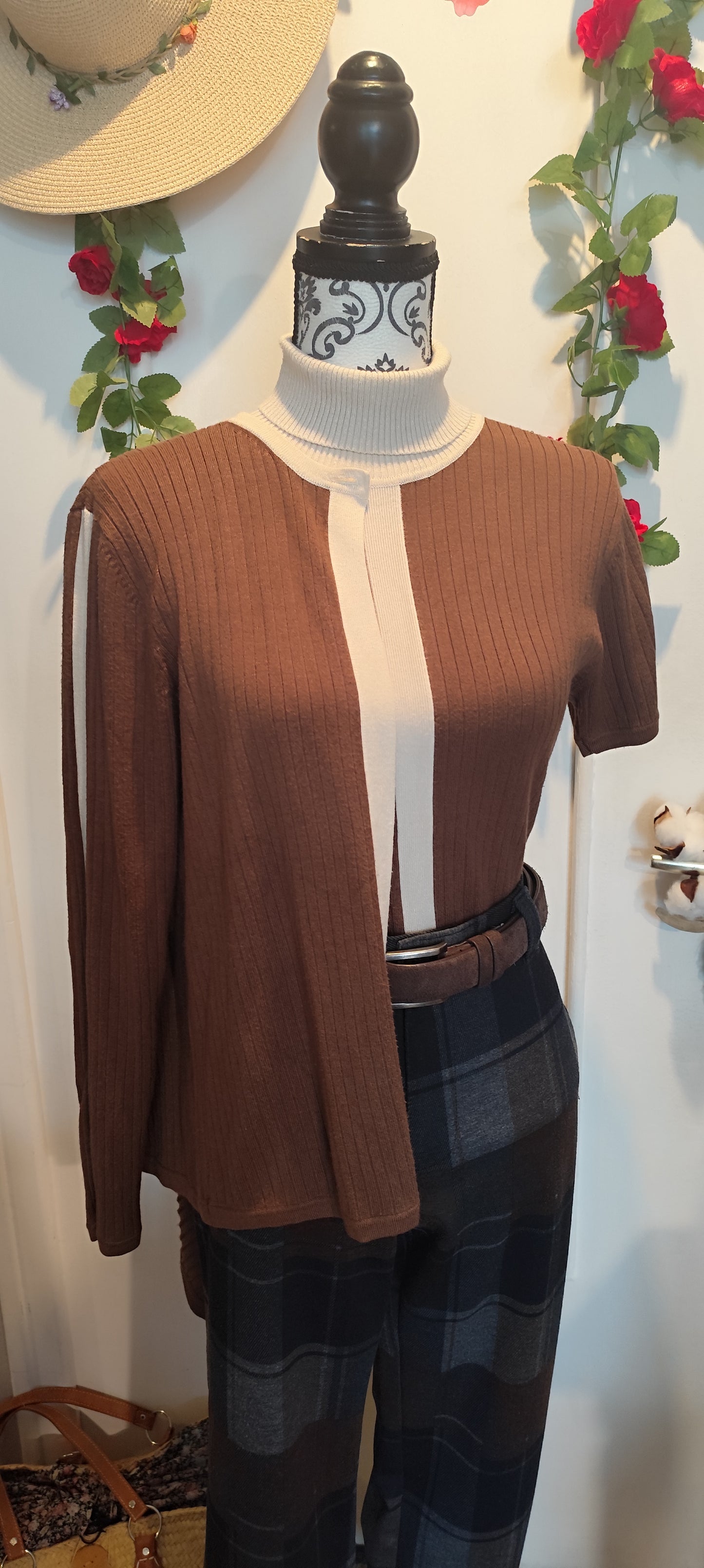 Ensemble gilet+top en maille