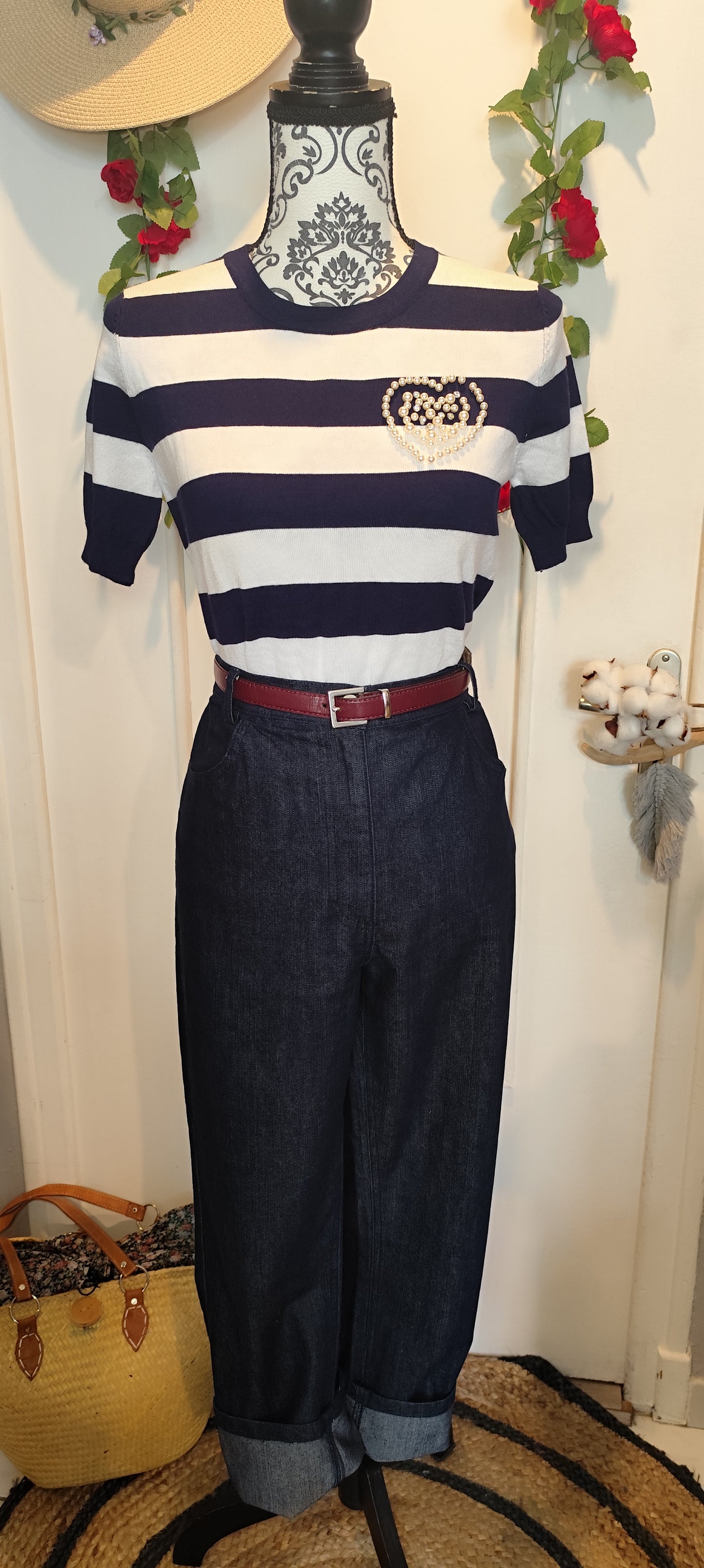 Top en maille marin