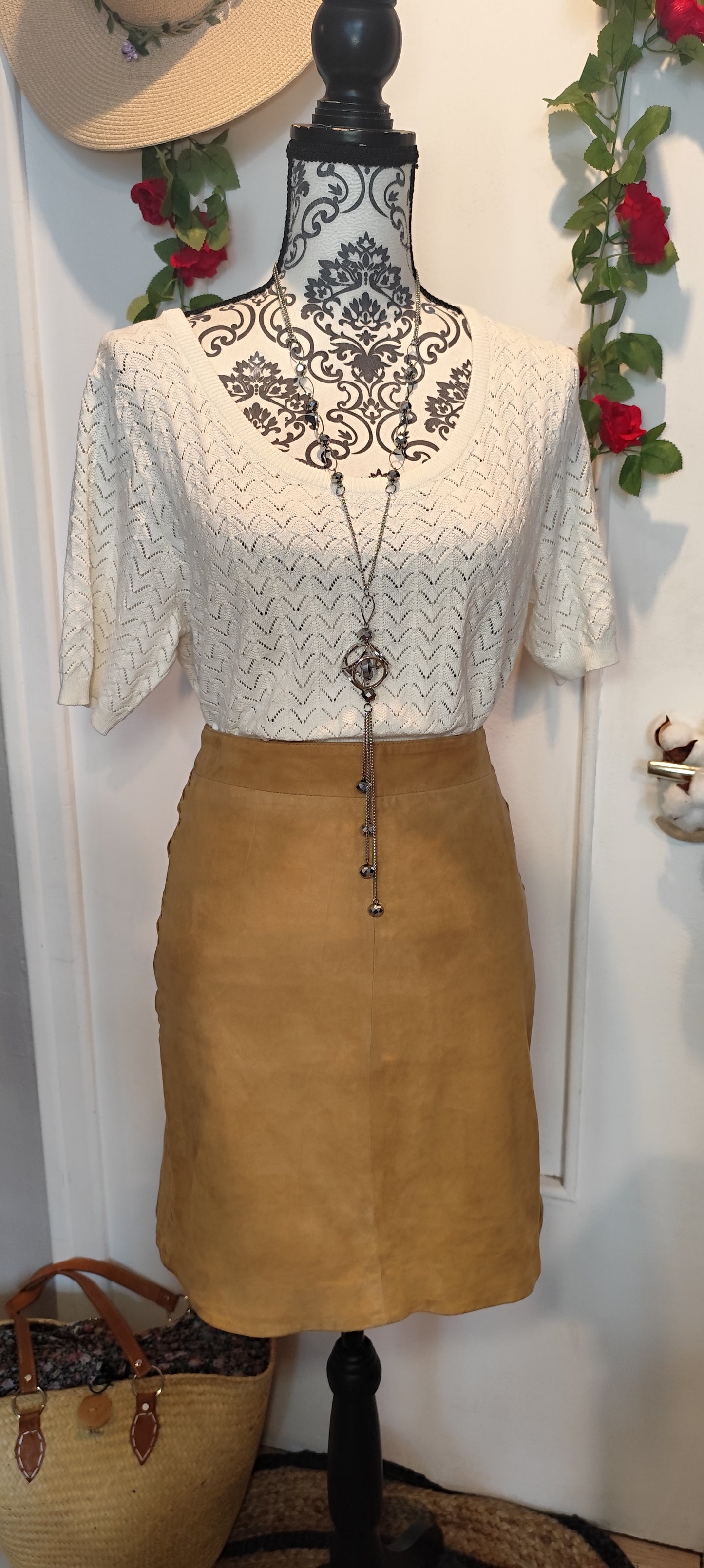 Pull en maille manches courtes