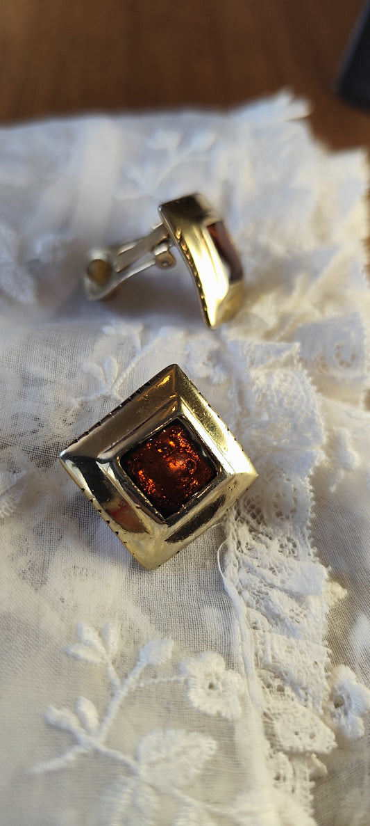 Boucle d'oreille vintage carré