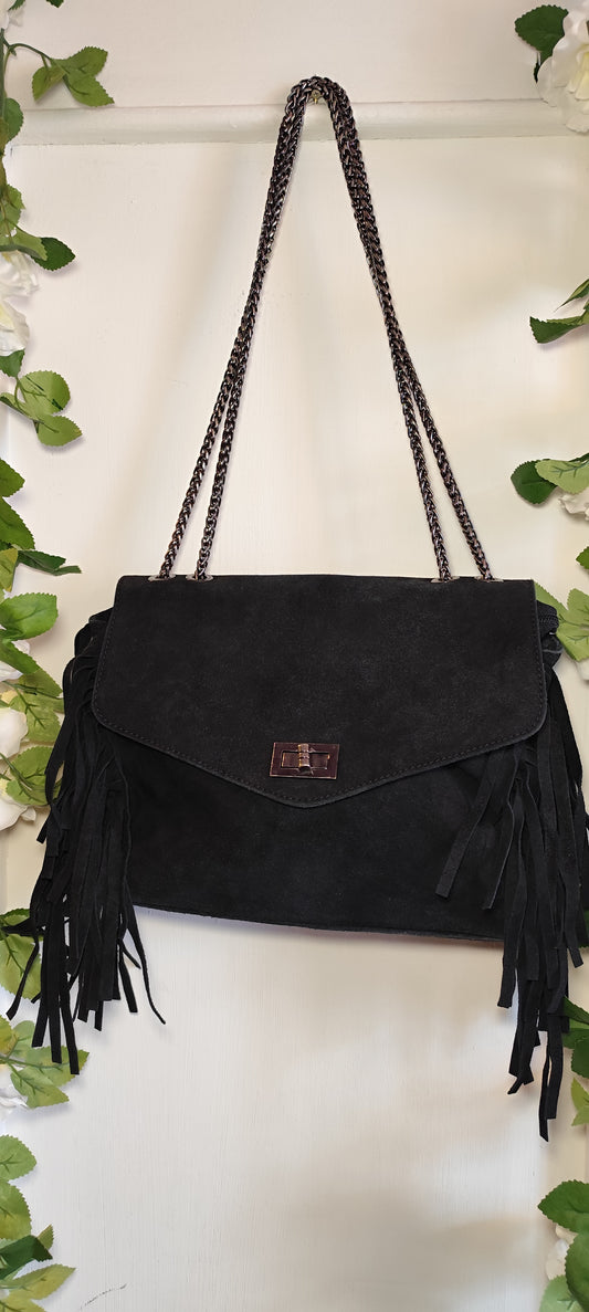 Sac à  frange en cuir