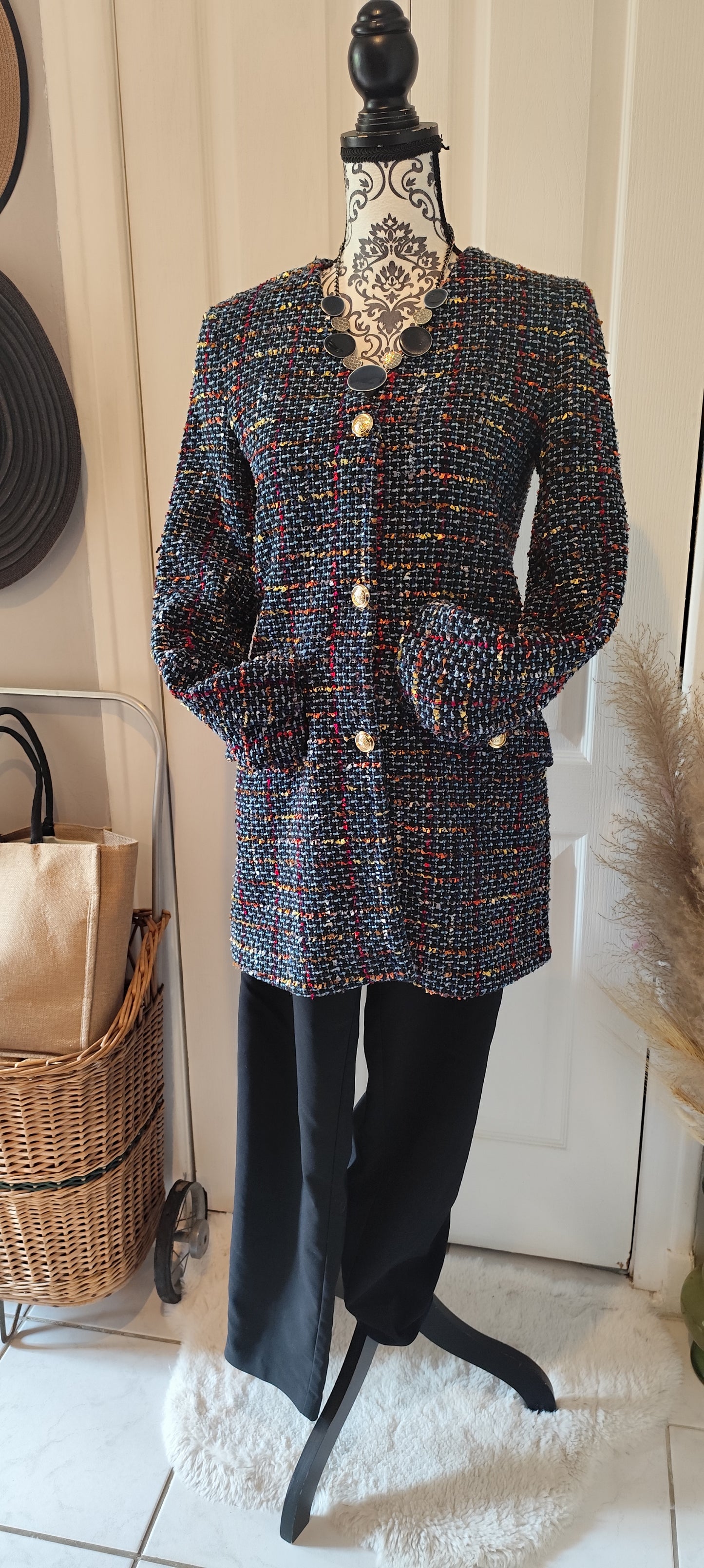 Veste longue tweed/Zara